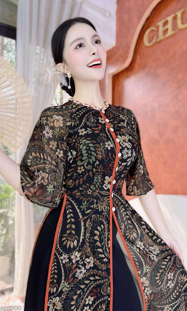 Áo Dài 4 Tà Mộng Cánh Hoa 132cm AD2700 (Áo lẻ)