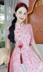 Áo Dài 4 Tà Sen Thêu 3D (PK) AD1659 (Áo lẻ)