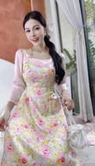 Áo Dài Trà Hoa Châu+PK AD2908 (áo lẻ)