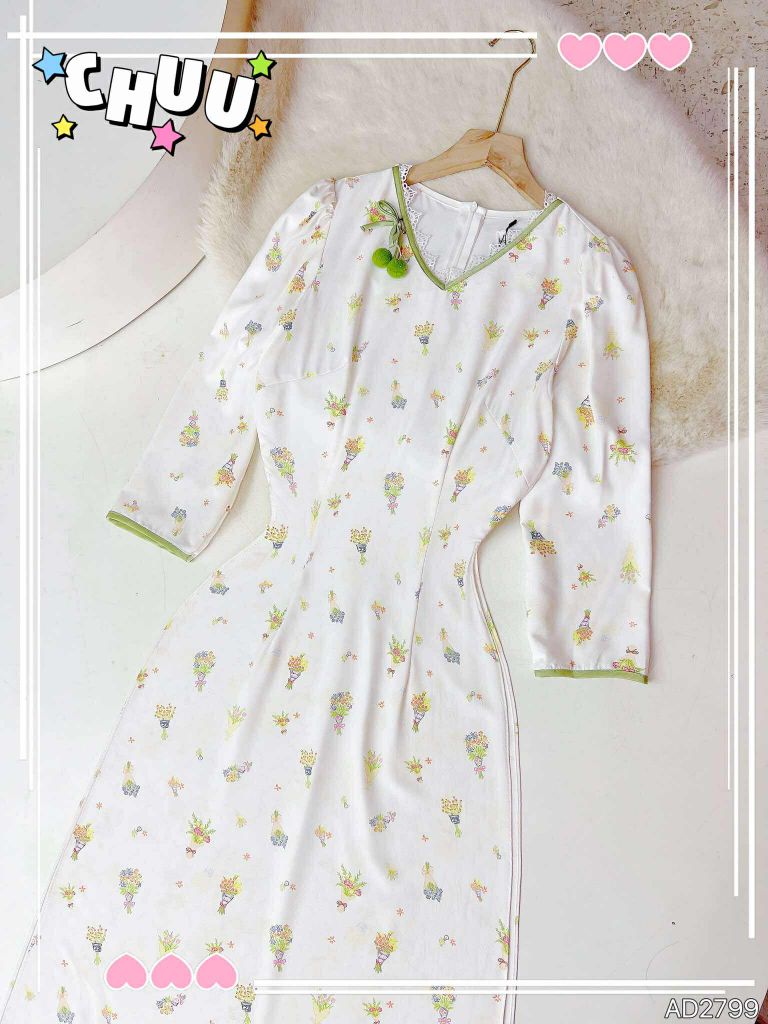 Áo Dài Bòn Bon 2 Quả+PK AD9002.2799 (áo lẻ)