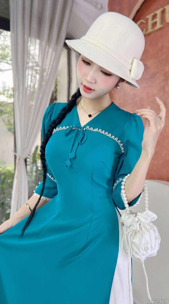 Áo Dài Mai Chim Công+PK AD2920 (áo lẻ)