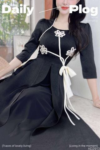 Áo Dài 3T Nơ Hoa Đán+PK AD2913 (áo lẻ)