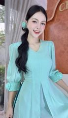Áo Dài 4 Tà Hoa Hồng Chun+PK AD9003.2897 (áo lẻ)