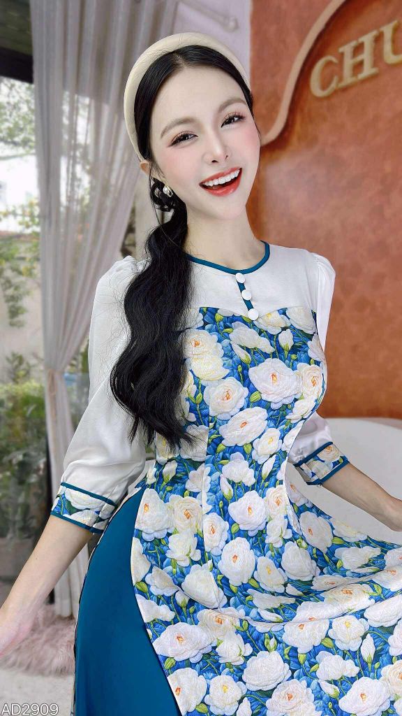 Áo Dài Giọt Sương Nút Bọc AD2909 (áo lẻ)