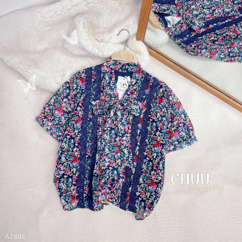 Áo Nơ Ren Đuôi Công A2886