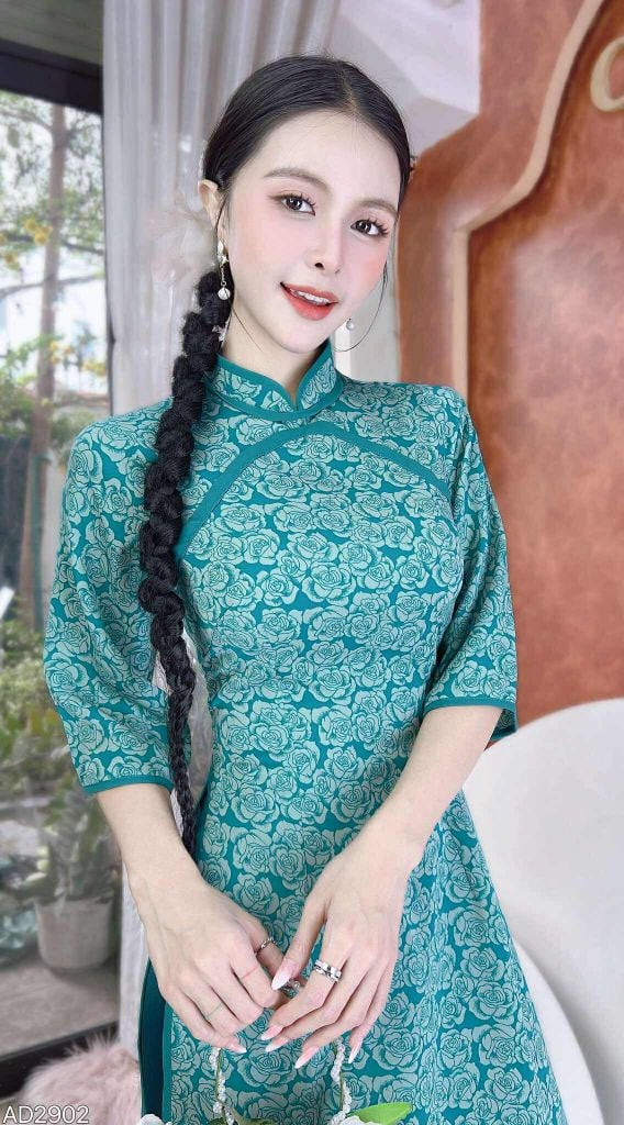 Áo Dài Hoa Sương Rồng AD2902 (áo lẻ)