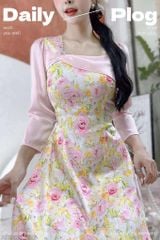 Áo Dài Trà Hoa Châu+PK AD2908 (áo lẻ)