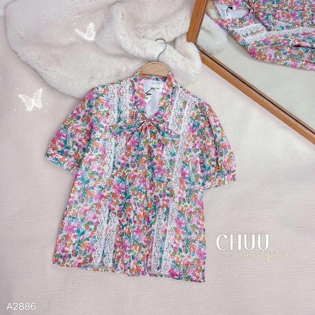 Áo Nơ Ren Đuôi Công A2886