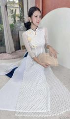 Áo Dài 4 Tà Cành Hồng Sương AD9003.2944 (áo lẻ)