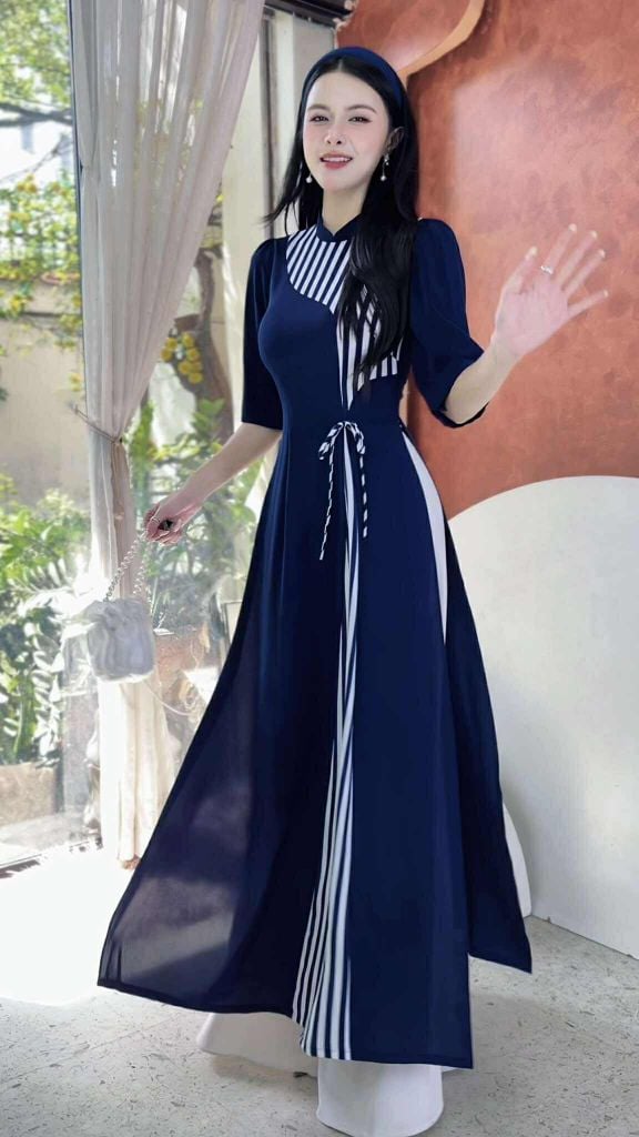 Áo Dài 2 Tà+ Madam Kèm Phụ Kiện AD9003.2912 (áo lẻ)