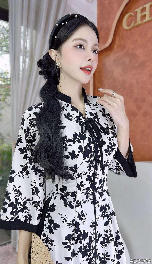 Áo Dài Bách Hoa+PK AD2906 (áo lẻ)