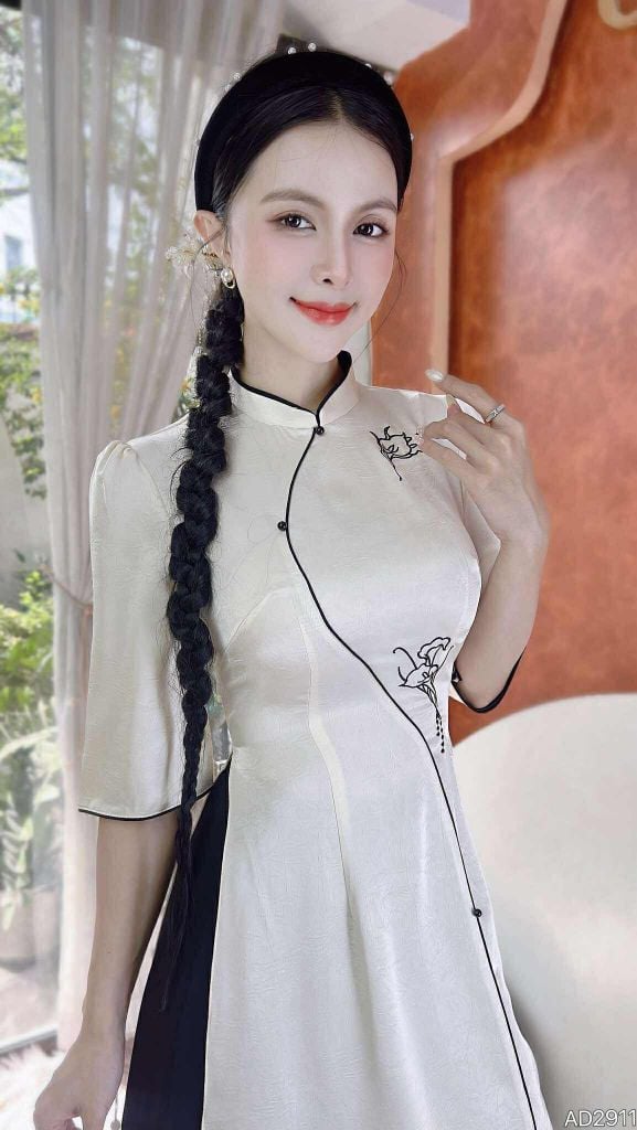 Áo Dài Hoa Ly Mùa Hạ AD2911 (áo lẻ)