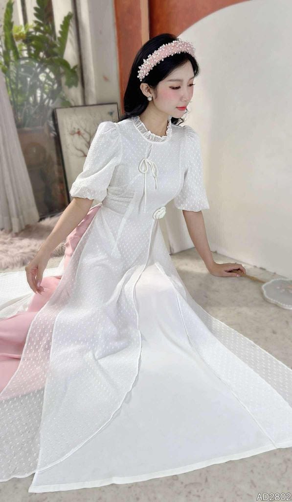 Áo Dài 4 Tà Đàn Bầu AD2802 (Áo lẻ)