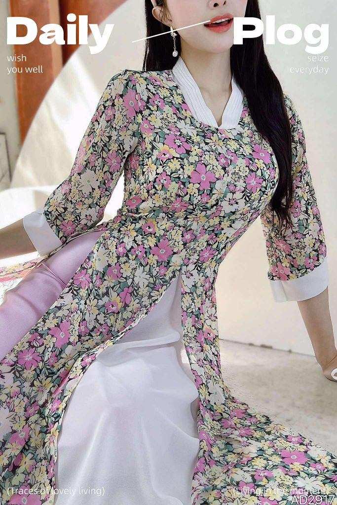 Áo Dài 4 Tà 5 Tầng Mây Bay AD9003.2917 (áo lẻ)