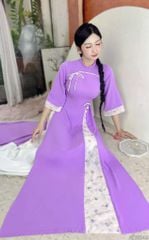 Áo Dài 2 Tà+ Cheri Quế Kèm Phụ Kiện AD9003.2849 (áo lẻ)