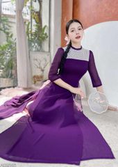 Áo Dài 4 Tà Hạt Đậu Ngọc AD9003.2846 (áo lẻ)
