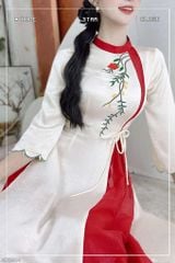 Áo Dài 2 Tà+ Đồi Hoa Bay Kèm Phụ Kiện AD2904 (áo lẻ)