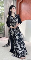 Áo Dài Eo Sa Tay Hoa AD2856 (áo lẻ)