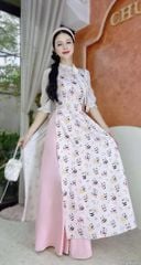 Áo Dài Hoa Hồng Tơ Rose AD1686 (áo lẻ)