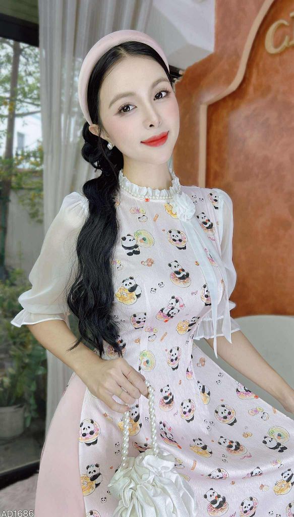 Áo Dài Hoa Hồng Tơ Rose AD1686 (áo lẻ)