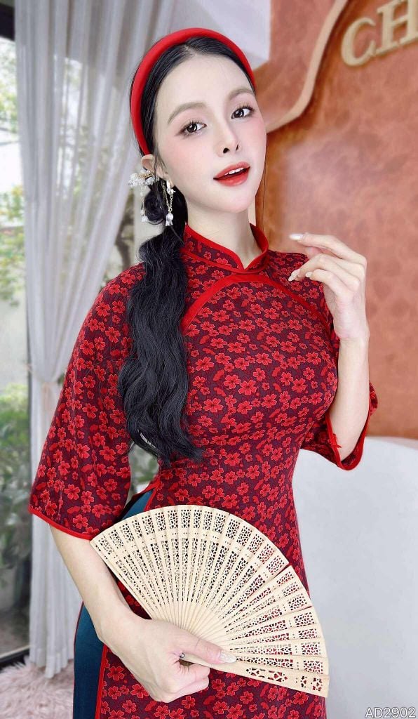 Áo Dài Hoa Sương Rồng AD9002.2902 (áo lẻ)