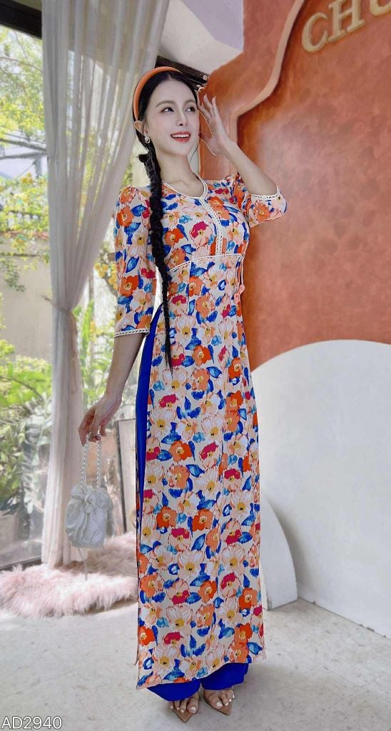 Áo Dài Viền Ren CHIE AD2940 (áo lẻ)