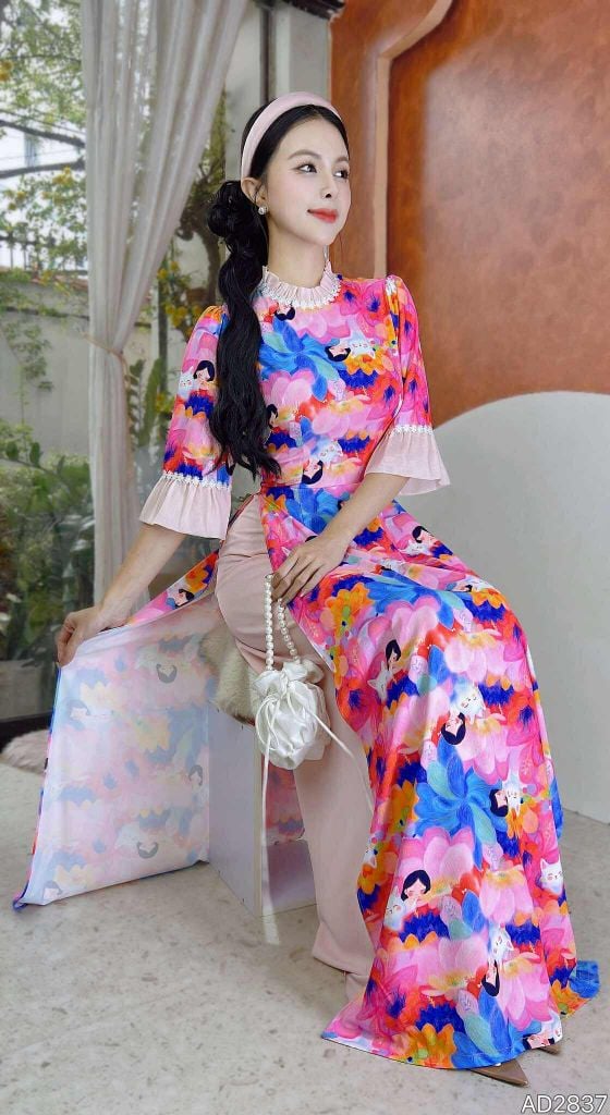 Áo Dài Vòng Nguyệt Quế AD2837 (áo lẻ)