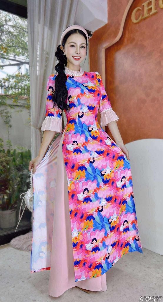 Áo Dài Vòng Nguyệt Quế AD2837 (áo lẻ)