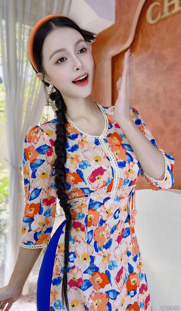 Áo Dài Viền Ren CHIE AD2940 (áo lẻ)