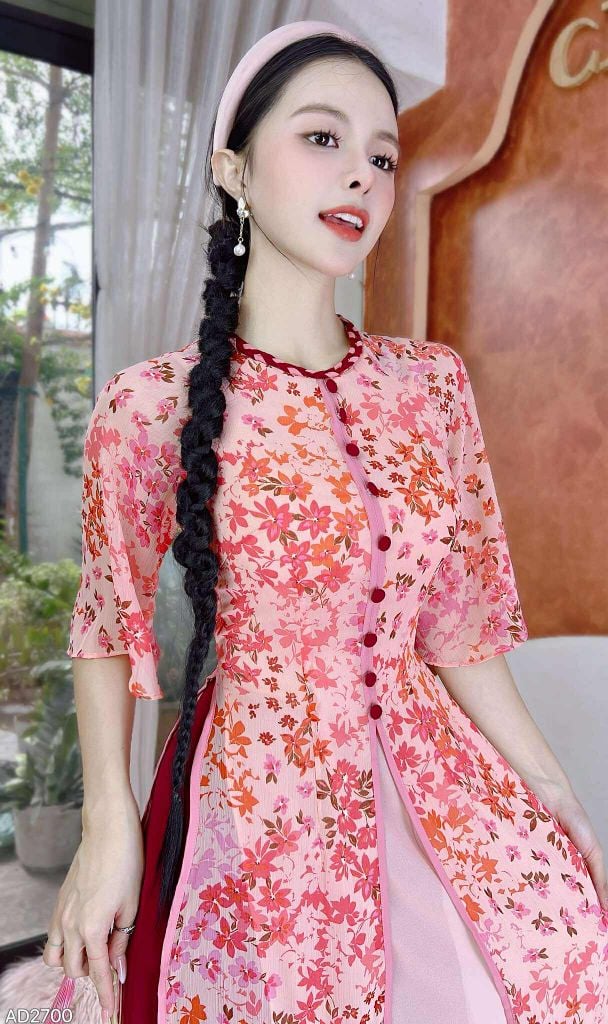 Áo Dài 4 Tà Mộng Cánh Hoa 132cm AD2700 (Áo lẻ)