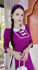 Áo Dài Cổ Sen 2 Nơ Lụa AD9002.2937 (áo lẻ)