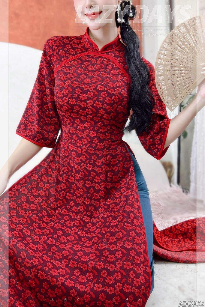 Áo Dài Hoa Sương Rồng AD9002.2902 (áo lẻ)