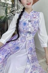 Áo Dài 4 Tà Hoa Cẩm Đen AD9003.2891 (áo lẻ)
