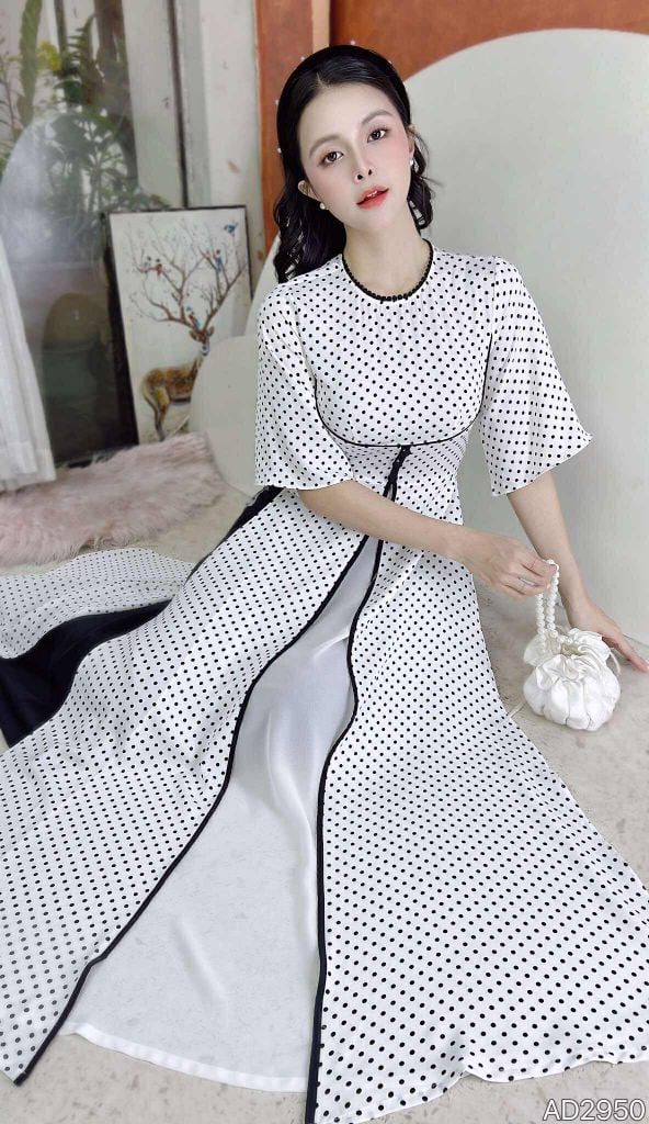 Áo Dài 3 Tà Ly Trà Sữa AD2950 (áo lẻ)