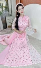 Áo Dài 4 Tà 3 Nơ Ren AD9003.2867 (áo lẻ)