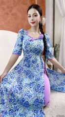 Áo Dài Cổ Vuông Mỹ Nữ+PK AD2859 (Áo lẻ)