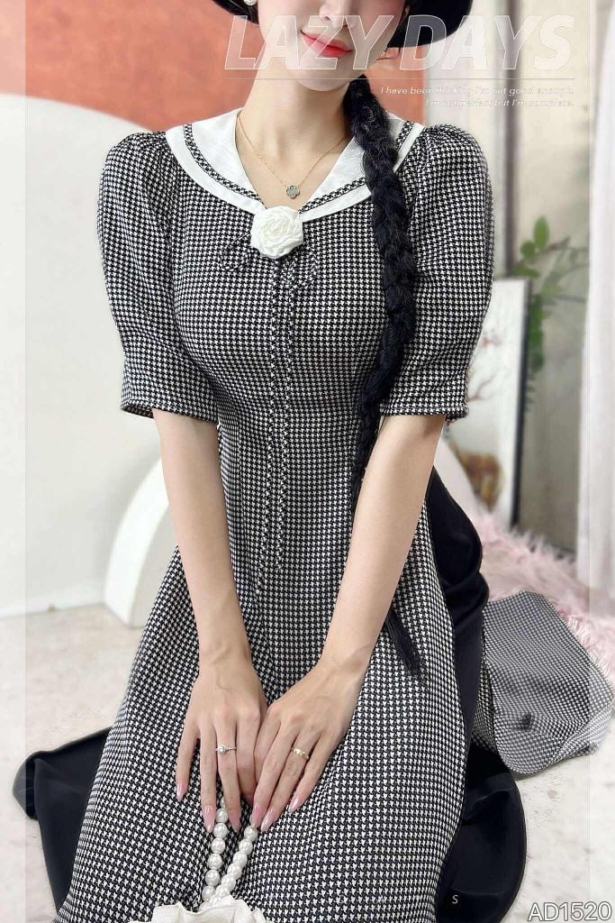 Áo Dài Ô Nhí Hoa Trà+PK AD1520 (áo lẻ)