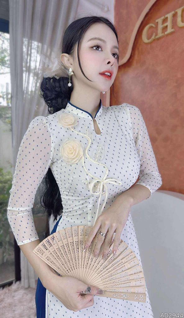 Áo Dài 4 Tà Cành Hồng Sương AD9003.2944 (áo lẻ)