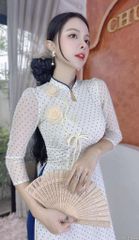 Áo Dài 4 Tà Cành Hồng Sương AD9003.2944 (áo lẻ)