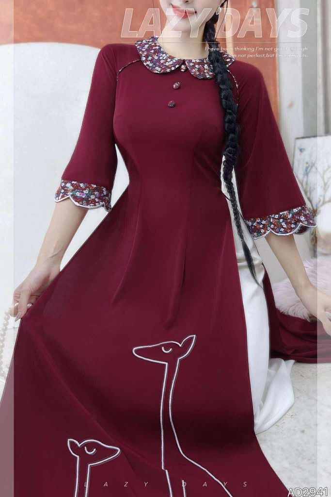 Áo Dài 2 Con Hưu AD2941 (áo lẻ)