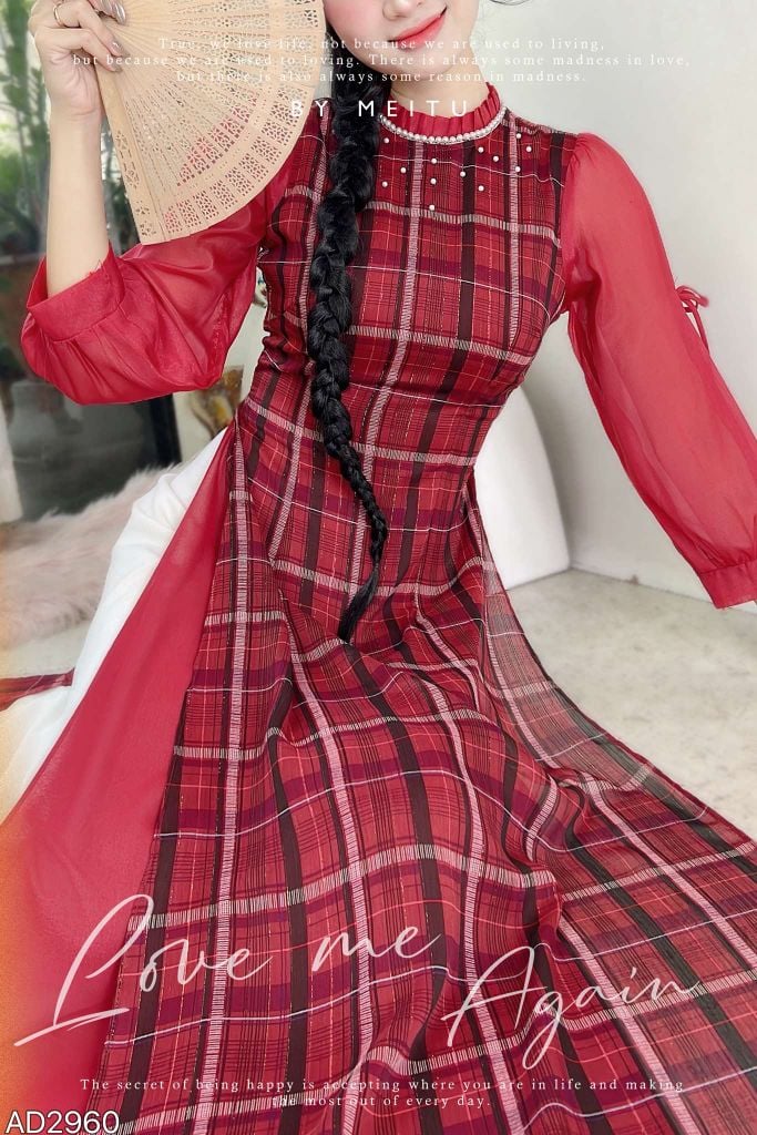 Áo Dài 4 Tà Caro BBR AD9003.2960 (áo lẻ)