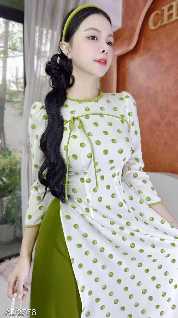 Áo Dài Cổ Tít Bòn Bon AD2776 (áo lẻ)