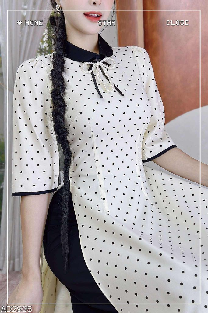 Áo Dài Cotton Ngọc Ruy Băng+PK AD9002.2935 (áo lẻ)