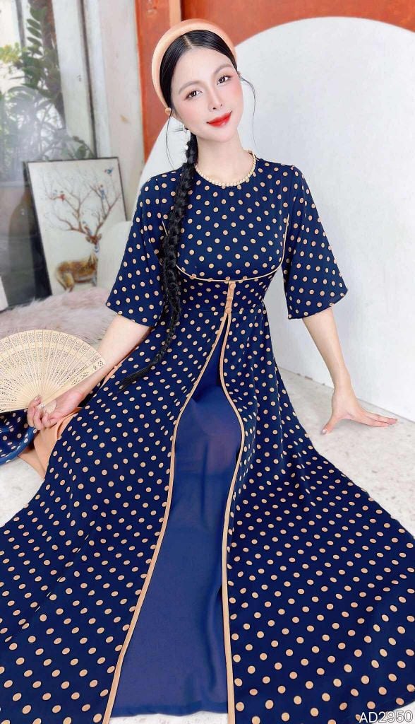 Áo Dài 3 Tà Ly Trà Sữa AD2950 (áo lẻ)