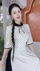 Áo Dài Cotton Ngọc Ruy Băng+PK AD9002.2935 (áo lẻ)