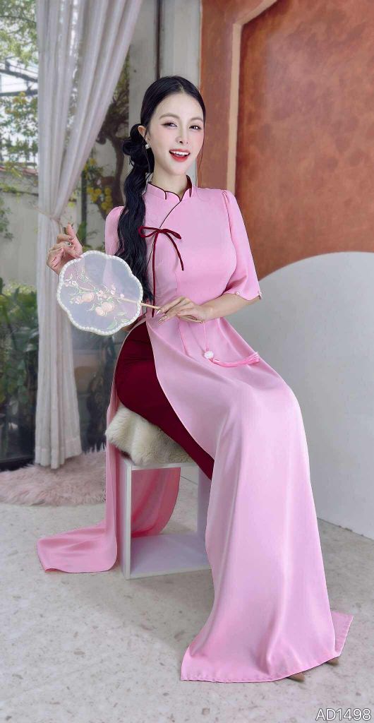 Áo Dài Cổ Cánh Hoa Sen+(PK) AD1498 (áo lẻ)