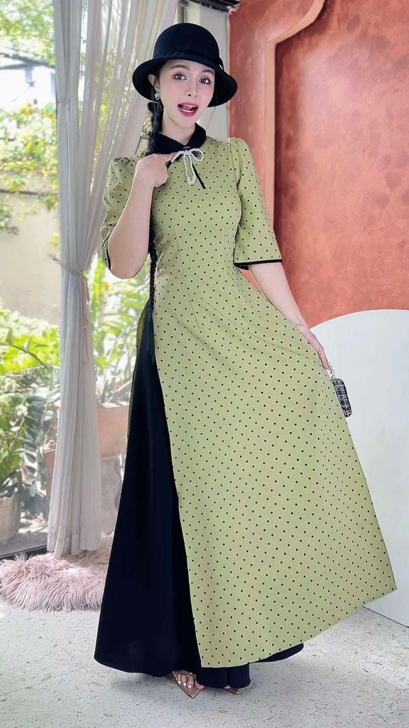 Áo Dài Cotton Ngọc Ruy Băng+PK AD9002.2935 (áo lẻ)