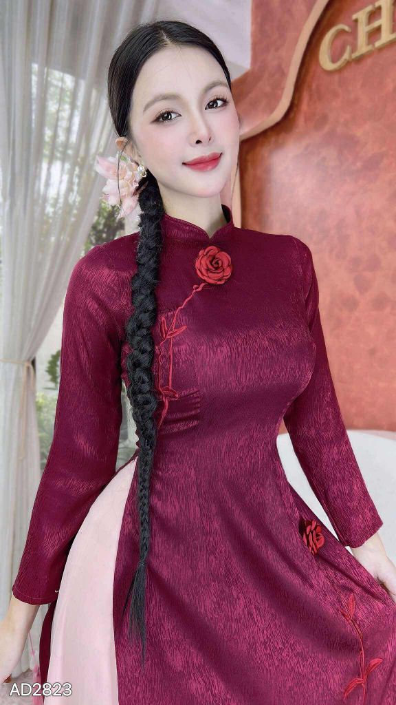 Áo Dài Cánh Hồng Phai+2PK AD9001.2823 (áo lẻ)