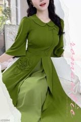 Áo Dài 3 Tà Cành Hoa Nở Tươi+PK AD2954 (áo lẻ)