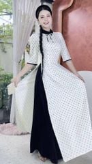 Áo Dài Cotton Ngọc Ruy Băng+PK AD9002.2935 (áo lẻ)